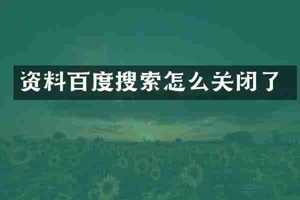 资料百度搜索怎么关闭了