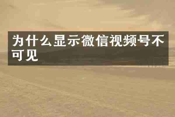 为什么显示微信视频号不可见