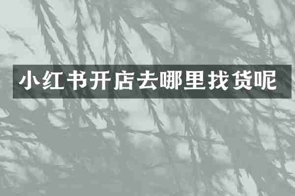 小红书开店去哪里找货呢