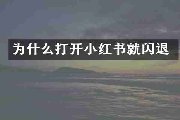 为什么打开小红书就闪退
