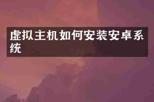 虚拟主机如何安装安卓系统