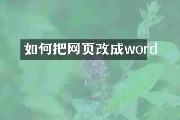 如何把网页改成word