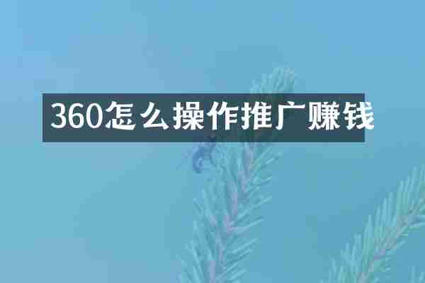 360怎么操作推广赚钱