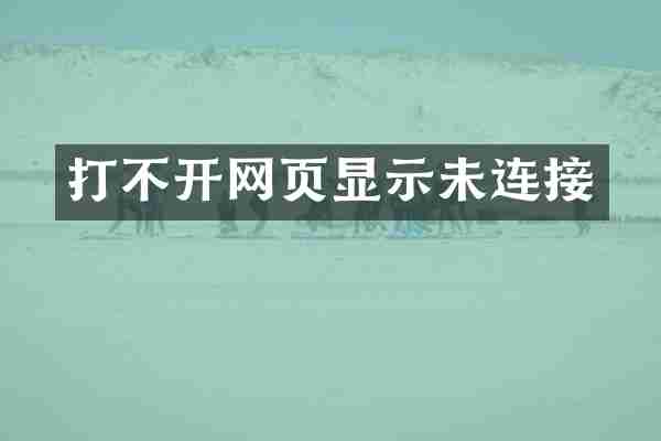 打不开网页显示未连接