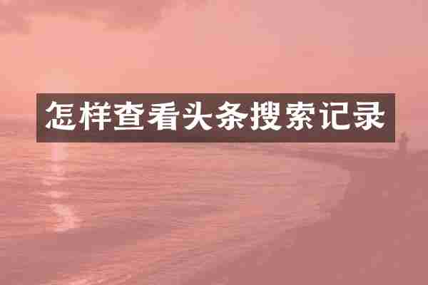 怎样查看头条搜索记录