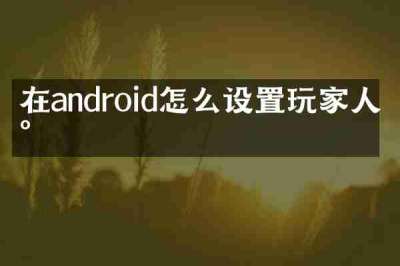 在android怎么设置玩家人数
