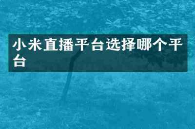 小米直播平台选择哪个平台