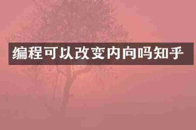 编程可以改变内向吗知乎