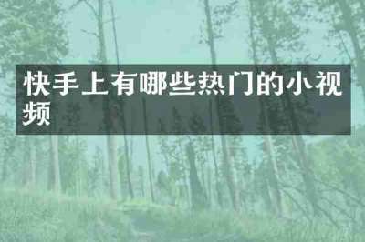 快手上有哪些热门的小视频