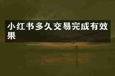 小红书多久交易完成有效果