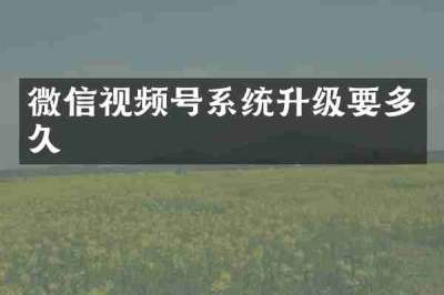 微信视频号系统升级要多久