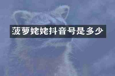 菠萝姥姥抖音号是多少