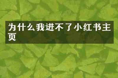 为什么我进不了小红书主页