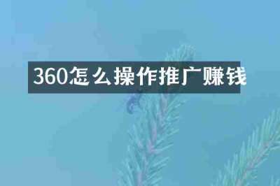 360怎么操作推广赚钱
