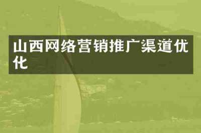 山西网络营销推广渠道优化