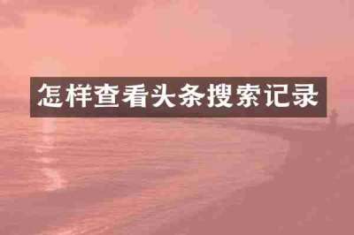 怎样查看头条搜索记录