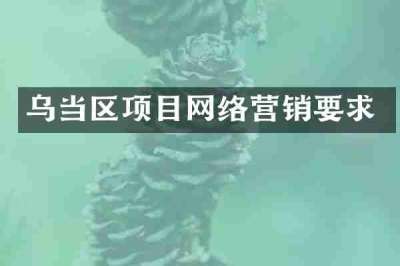 乌当区项目网络营销要求