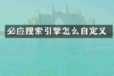 必应搜索引擎怎么自定义