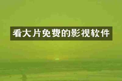 看大片免费的影视软件