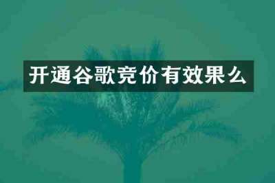 开通谷歌竞价有效果么