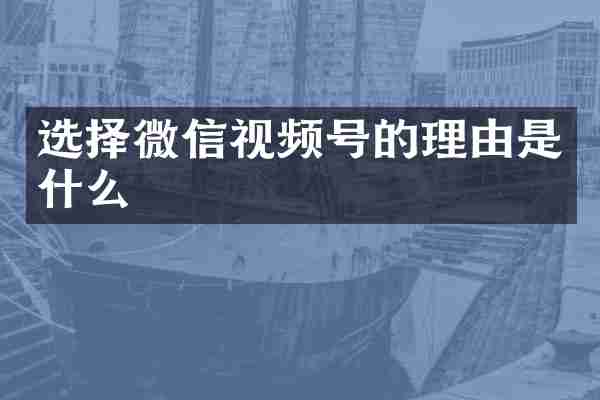 选择微信视频号的理由是什么