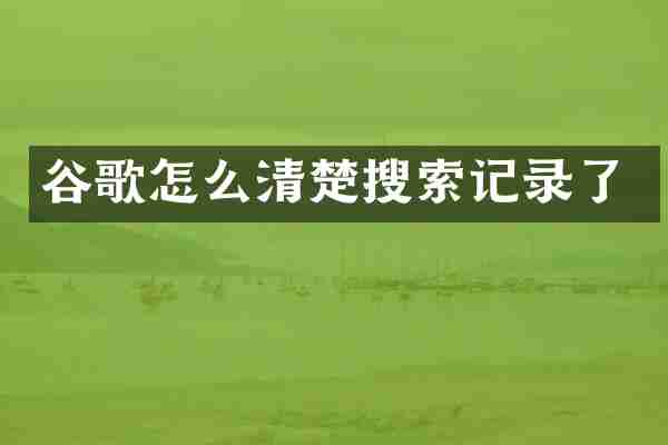 谷歌怎么清楚搜索记录了