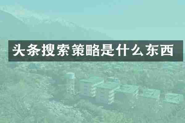 头条搜索策略是什么东西