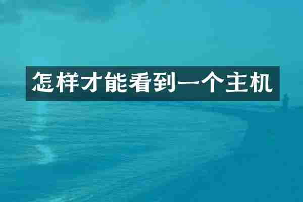 怎样才能看到一个主机