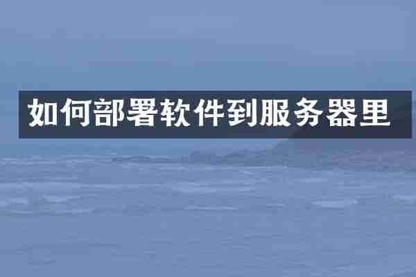 如何部署软件到服务器里