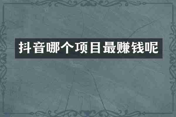 抖音哪个项目最赚钱呢