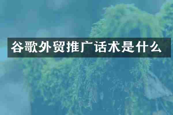 谷歌外贸推广话术是什么