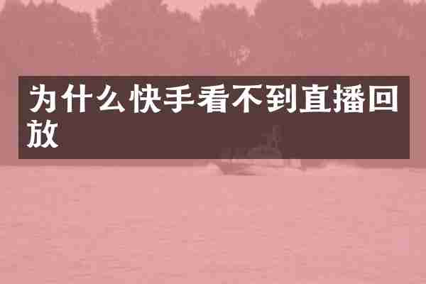 为什么快手看不到直播回放