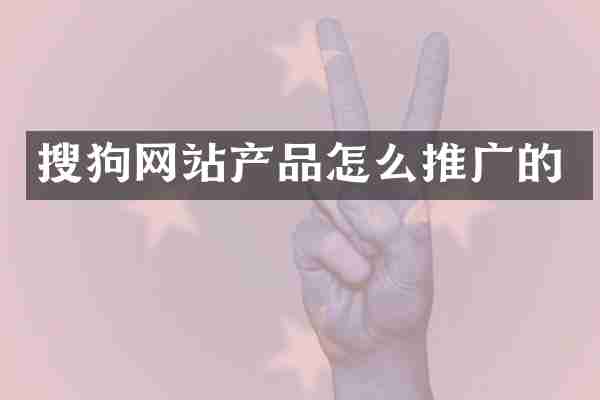 搜狗网站产品怎么推广的