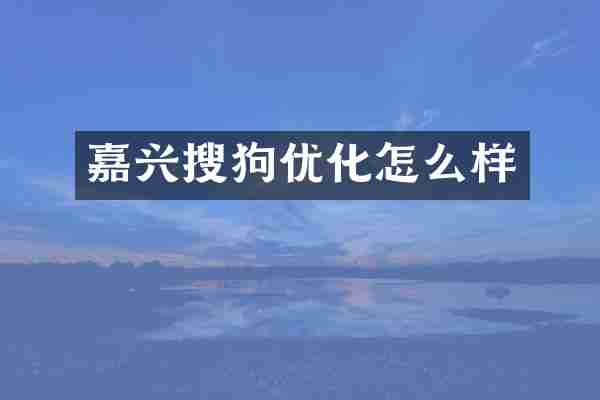 嘉兴搜狗优化怎么样