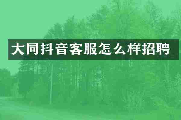 大同抖音客服怎么样招聘