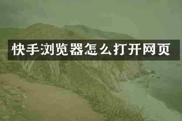 快手浏览器怎么打开网页