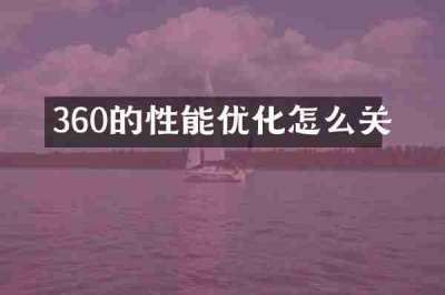 360的性能优化怎么关