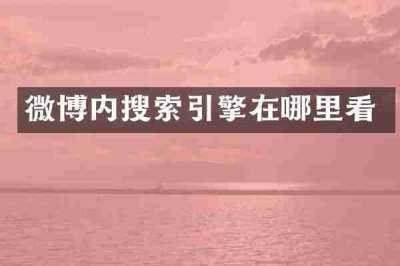 微博内搜索引擎在哪里看