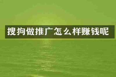 搜狗做推广怎么样赚钱呢