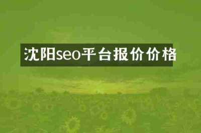 沈阳seo平台报价价格