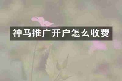 神马推广开户怎么收费