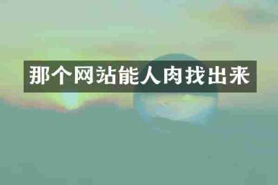 那个网站能人肉找出来