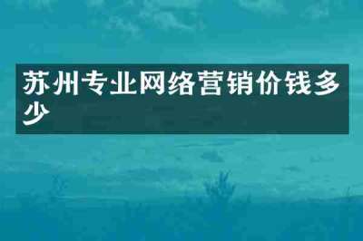 苏州专业网络营销价钱多少