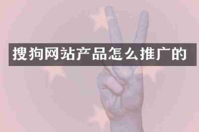 搜狗网站产品怎么推广的