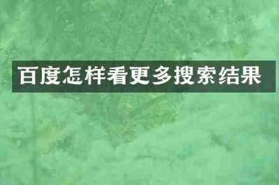百度怎样看更多搜索结果