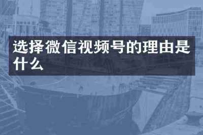 选择微信视频号的理由是什么