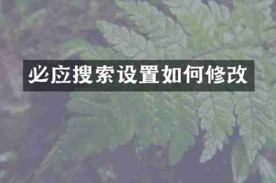 必应搜索设置如何修改