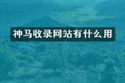 神马收录网站有什么用