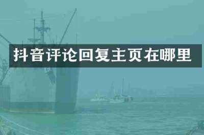 抖音评论回复主页在哪里