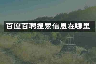 百度百聘搜索信息在哪里
